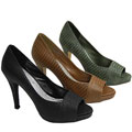 Liliana by Adi Snake Print Peep Toe Pumps