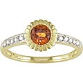 10k Gold Orange Sapphire 1/10ct TDW Diamond Ring