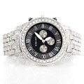 Iced Out Men's Cubic Zirconia Black Dial Watch