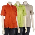Ninety Women's Bib-front Linen Blouse