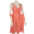Patra Women's Coral Chiffon Twist Top Dress