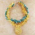 Marigold Breeze Amber and Turquoise Necklace (USA)