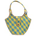 Pandanus Blue/ Yellow Checkered Tote Bag (Indonesia)