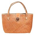 Mendong Rust Checkerboard Tote Bag (Indonesia)
