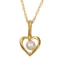 14k Yellow Gold Heart with Pearl Necklace