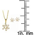10k Yellow Gold CZ Flower Earring and Necklace Set