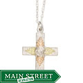 Black Hills Gold on Silver Cross Necklace