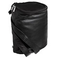 Round Top Black Leather Backpack