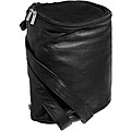 Round Top Black Leather Backpack