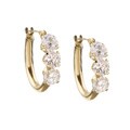 14k Yellow Gold Bar Hoop Cubic Zirconia Earrings