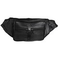 Square Pocket Black Leather Fanny Pack