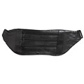 Triple Pocket Black Leather Fanny Pack