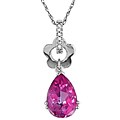 10k White Gold Diamond Pink Topaz Necklace