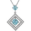 14k Gold 1/4ct TDW Diamond Blue Topaz Necklace