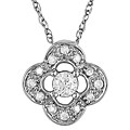 10k White Gold 1/6ct TDW Diamond Flower Necklace