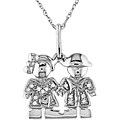 10k White Gold Diamond Girl and Boy Necklace
