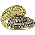 14k Gold 3/4ct TDW Brown Diamond Yellow Sapphire Ring