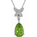 10k White Gold Diamond Peridot Necklace
