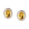 14k White Gold Citrine 1/8ct TDW Diamond Earrings