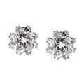 14k White Gold Aquamarine Flower Earrings