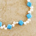 Firecracker Pearl and Faux Turquoise Necklace (USA)