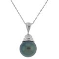 14k Gold and Cultured Black Tahitian Pearl Pendant (9-9.5 mm)