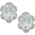 14k 1/8ct TDW Diamond and Aquamarine Earrings