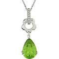 10k White Gold and Pear-shape Peridot Necklace