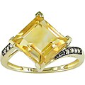 14k Gold 1/10ct TDW Diamond Square Citrine Ring