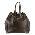 YSL Dark Brown Large Leather 'Overseas' Tote
