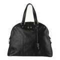 YSL Large Black Leather Muse Dome Tote