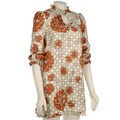 Original Penguin Silk Ruffle Keyhole Dress