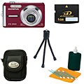 Olympus FE-340 8 Megapixel Red Digital Camera w/ Bonus Kit