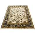 Indian Tabriz Hand-knotted Ivory/ Black Rug (9'2 x 12')
