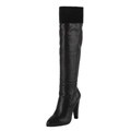 Miu Miu Black Leather Boots with Suede Folded Cuff