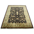 Indo Mahal Hand-knotted Black/ Green Rug (10'1 x14')