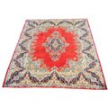 Persian Kirman Hand-knotted Red/Navy (9'9 x 12'1)