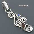 Sterling Silver Gemstone Swirl Pendant (India)