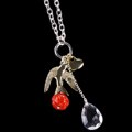 M. Haskell Silvertone Bead and Bird Necklace