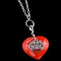 M. Haskell Red Plastic Heart and Crown Necklace