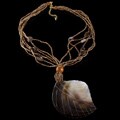 M. Haskell Multi-strand Beaded Necklace with Shell Leaf Pendant