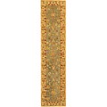 Heirloom Blue/ Ivory Hand-spun Wool Rug (2'3 x 8')