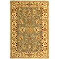 Hand-spun Heirloom Blue/ Ivory Wool Rug (6' x 9')