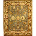 Hand-spun Heirloom Blue/ Ivory Wool Rug (8' x 10')
