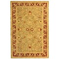 Hand-spun Kashan Green/ Red Wool Rug (6' x 9')