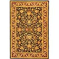 Hand-spun Kashan Charcoal/ Red Wool Rug (5' x 8')