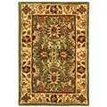 Hand-spun Blue/ Beige Wool Mashan Rug (2' x 3')