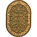 Heritage Handmade Blue/ Beige Wool Mashan Rug (4'6 x 6'6 Oval)