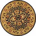 Kerman Handmade Navy/ Gold Wool Rug (6' Round)