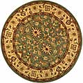 Handmade Mashan Blue/ Beige Wool Rug (8' Round)